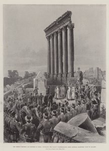 El emperador y la emperatriz alemanes en Siria, develando la placa conmemorativa de la visita de Sus Majestades Imperiales a Baalbec